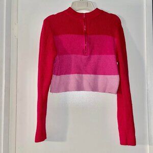 Pink Colorblock Midriff Sweater, Large